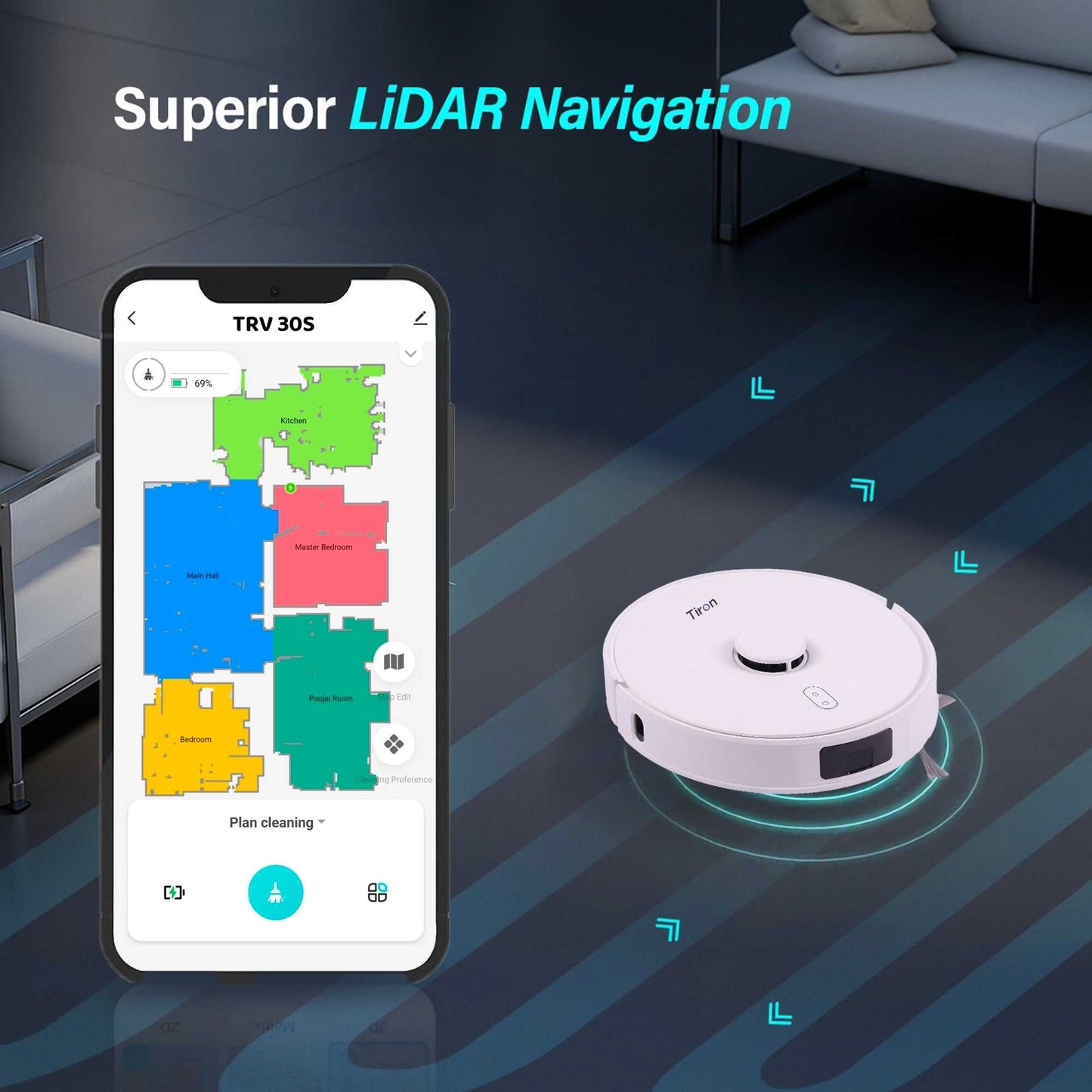 TRV 30S - Tiron Spin Mop Robotic Vacuum Cleaner