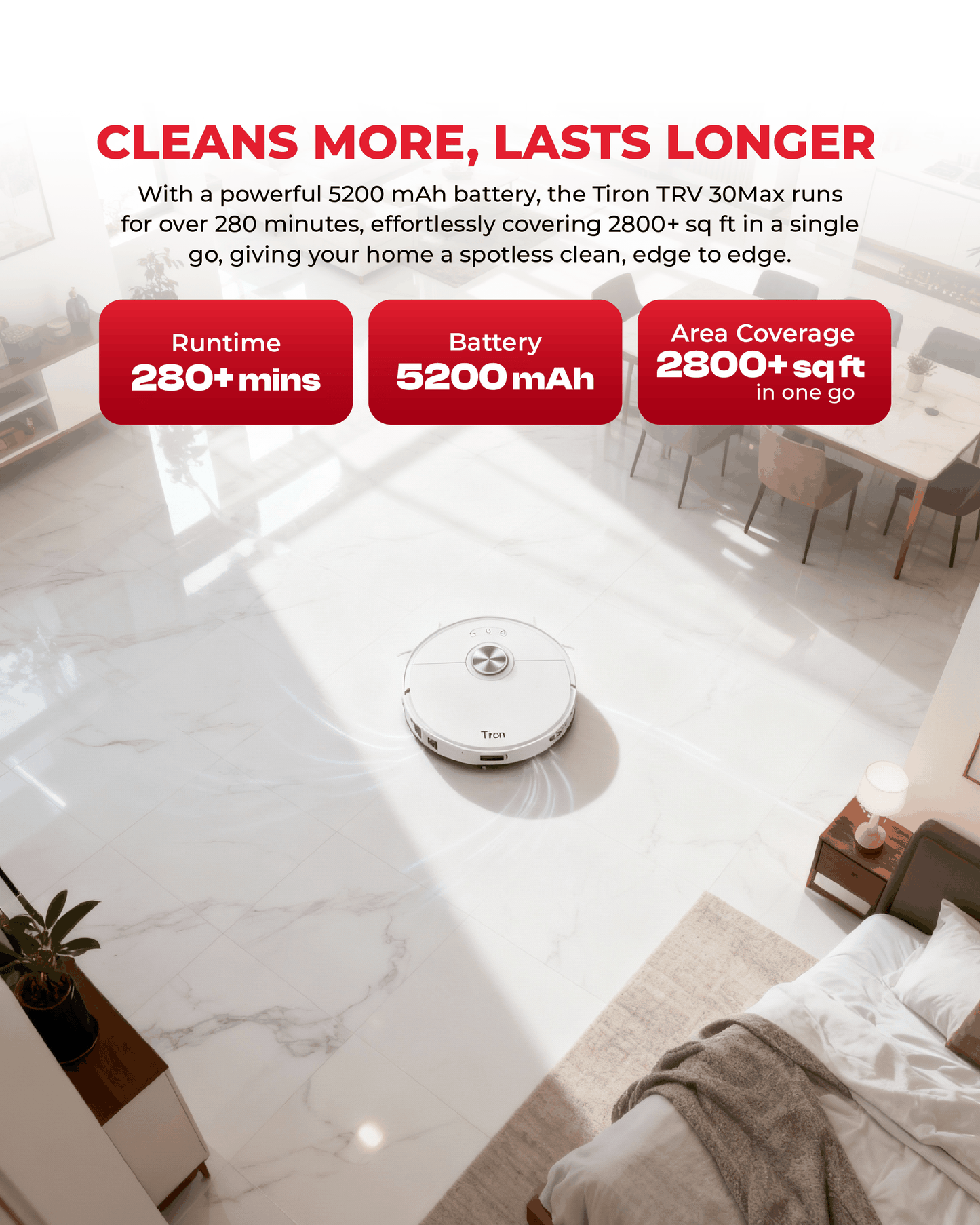 TIRON TRV 30 MAX Spin Mop Robotic Vacuum Cleaner