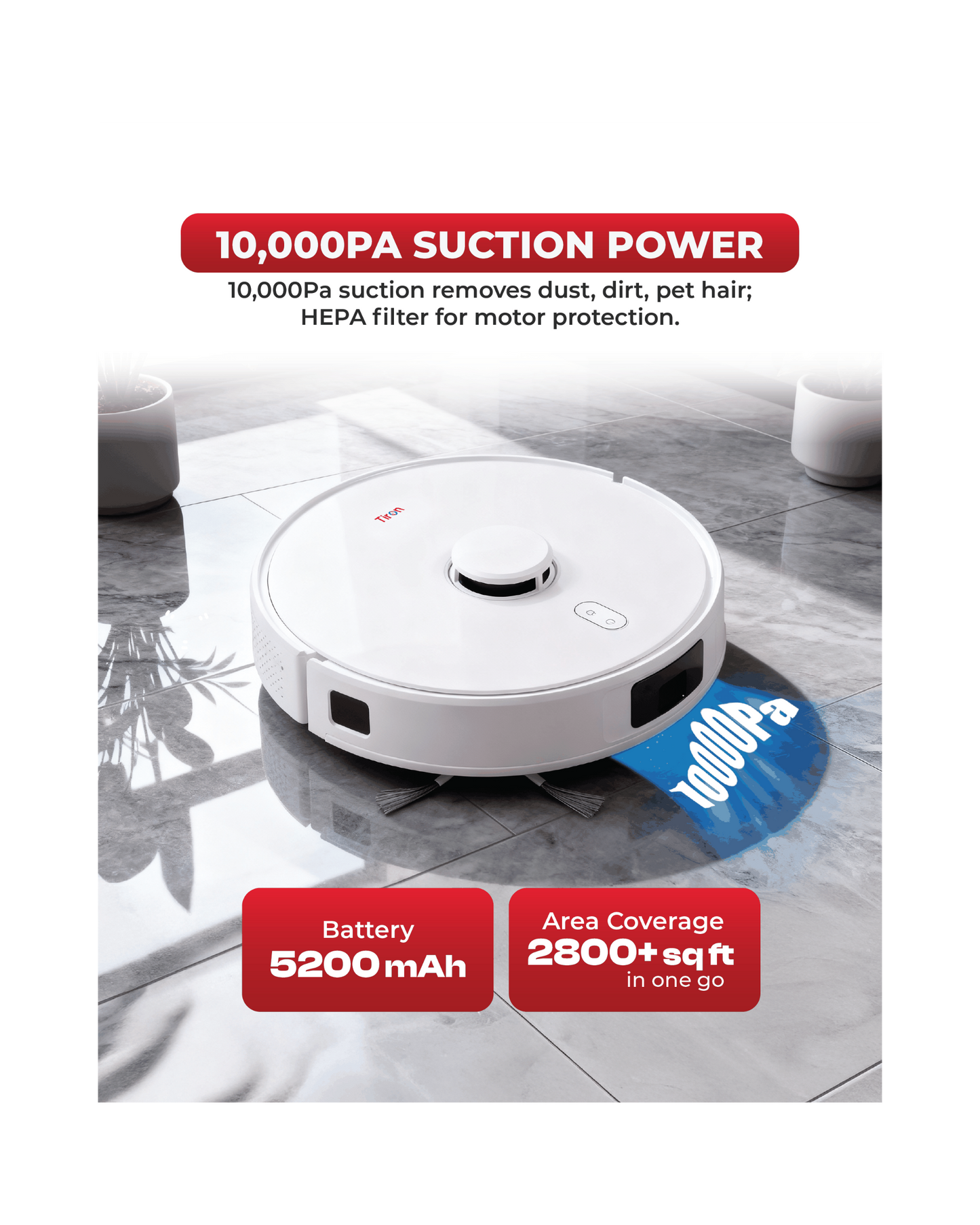 TIRON TRV 30S Spin Mop Robotic Vacuum Cleaner