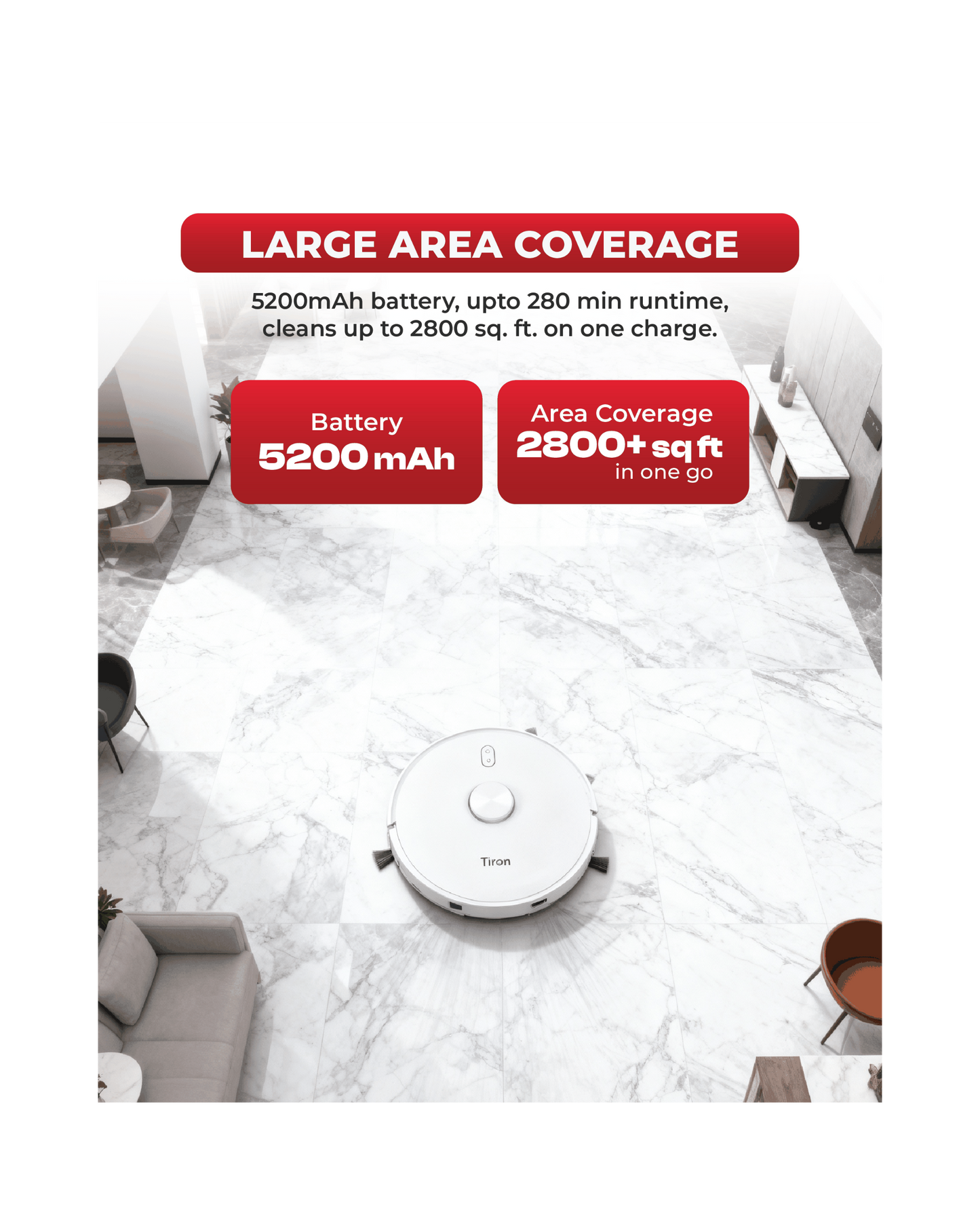 TIRON TRV 30S Spin Mop Robotic Vacuum Cleaner