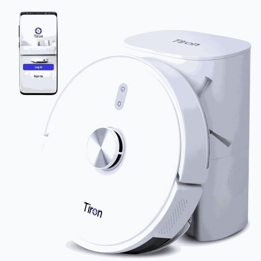 TRV 20 Max Tiron LiDAR robotic vacuum cleaner with auto dust collector and smartphone app interface