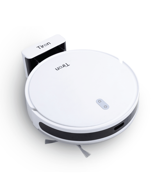 TIRON TRV 10P robotic vacuum cleaner with point laser sensors for precise home mapping and simultaneous vacuuming and mopping