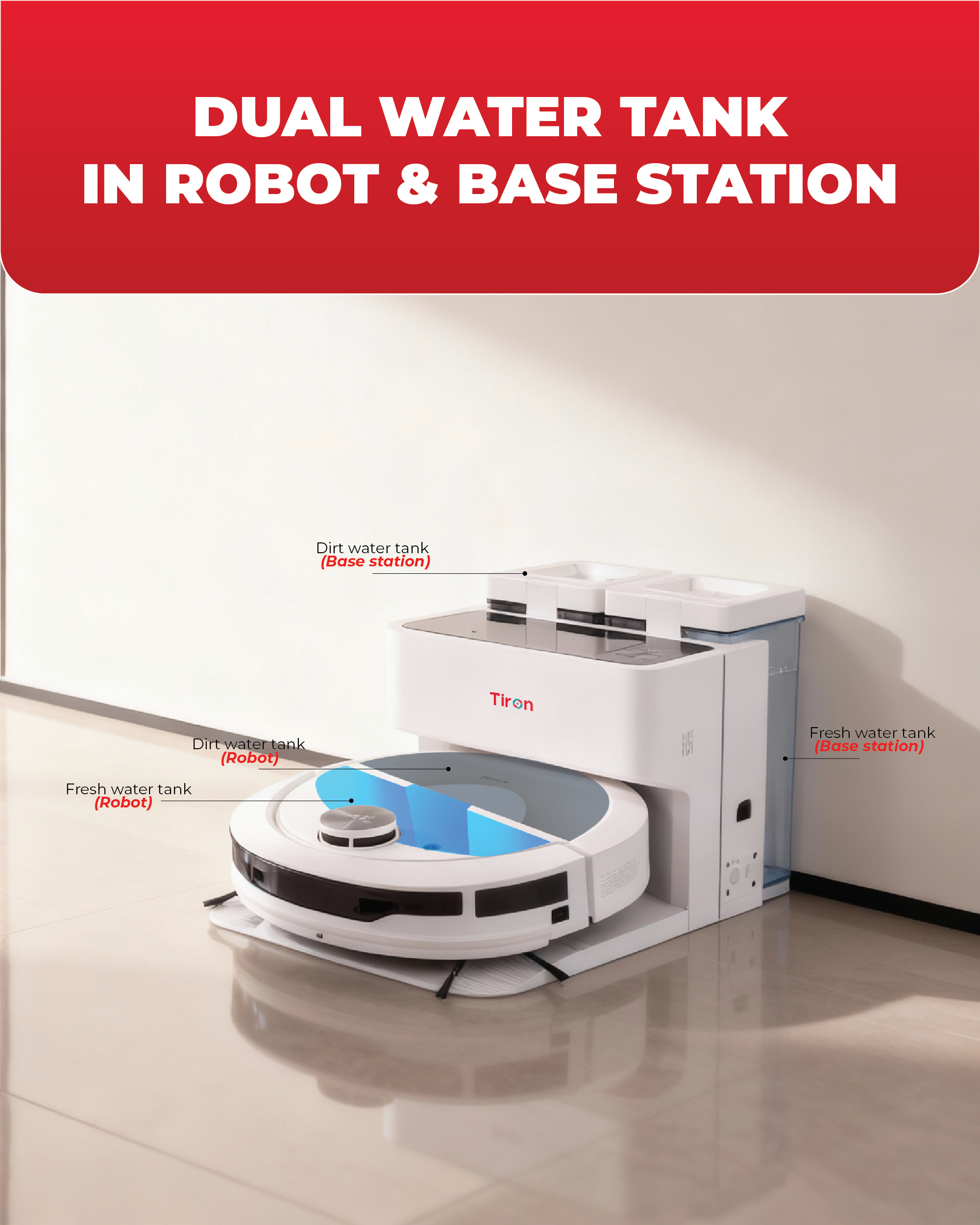 Tiron TRV 40 Pro - Advanced Home Vacuum Cleaner with Self-Cleaning